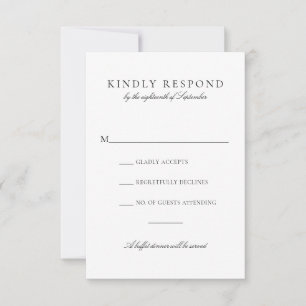 Elegant Black Script Buffet Middag Bröllop OSA Kort