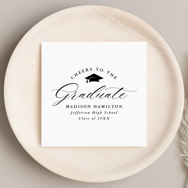 Elegant Black Script Cheers till Student Pappersservett (Skapare uppladdad)