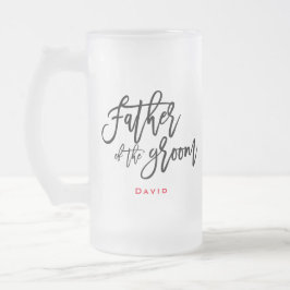 Elegant Black Script Far i Groom Namn Gift Frostat Ölglas