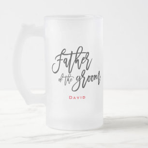Elegant Black Script Far i Groom Namn Gift Frostat Ölglas