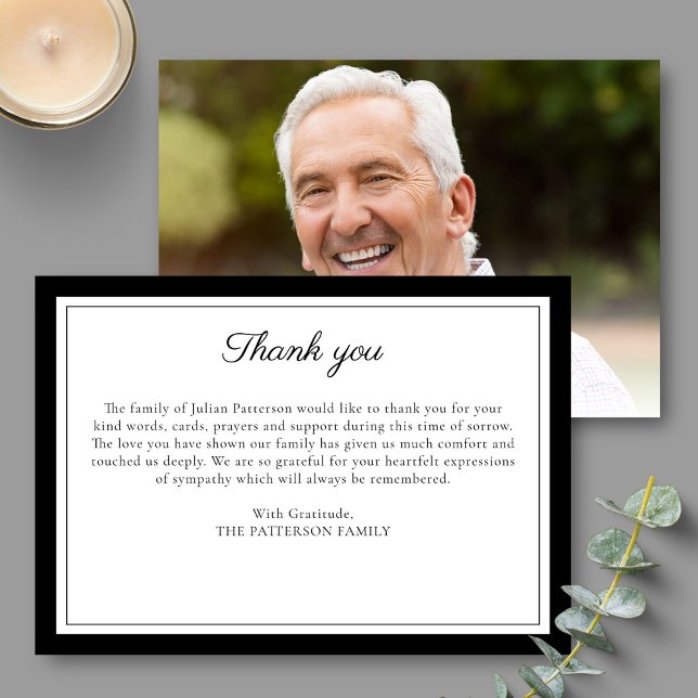 Elegant Black Script Funeral Photo Tacktor You Car Inbjudningar (Skapare uppladdad)