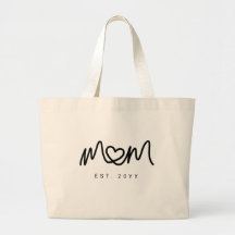 Elegant Black Script Heart Ny Mamma Etablerad Est