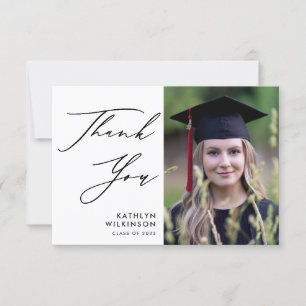 Elegant Black Script - minimalistiskt foto Student Tack Kort