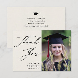 Elegant Black Script - minimalistiskt foto Student Tack Kort