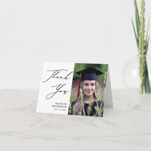 Elegant Black Script - minimalistiskt foto Student Tack Kort