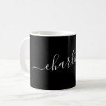 Elegant Black Script Modern Name Personalized Kaffemugg<br><div class="desc">Elegant Script Name Personalized Coffee Mug in Black and White</div>