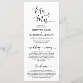 Elegant Black Script, Mr. och Mrs., Bröllop Ceremo Program