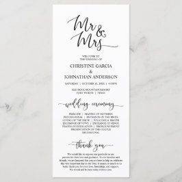 Elegant Black Script, Mr. och Mrs., Bröllop Ceremo Program
