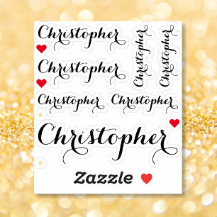 Elegant Black Script Namn Snyggt Anpassningsbar Kl Klistermärken