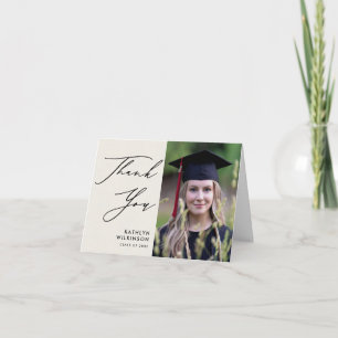Elegant Black Script på Cream Simple Studenten Tack Kort