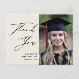 Elegant Black Script på Cream Studenten Tack Vykort