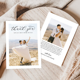 Elegant Black Script Personlig Bröllop Photo Tack Kort