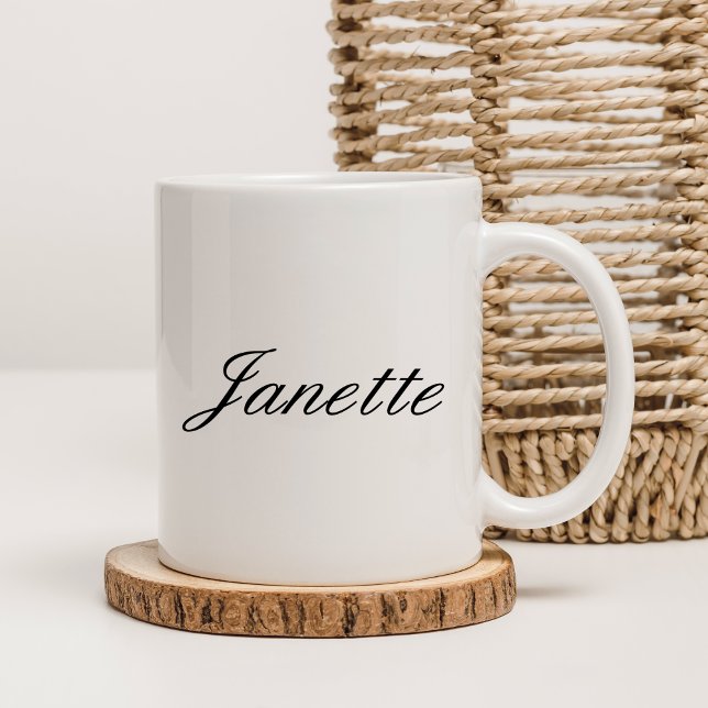 Elegant Black Script Personlig Namn Kaffemugg (Skapare uppladdad)