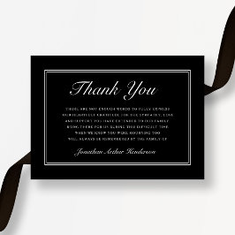 Elegant Black Script Sympathy Funeral Tack Kort