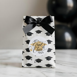 Elegant Black Script TypoGraphics Guld Grad Cap Runt Klistermärke