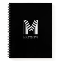 Elegant Black script White Monogrammed