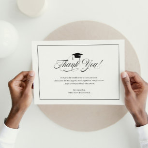 Elegant Black Scrit Tack Grad Hat Studenten Kort