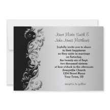 Elegant Black & Silver Blommigt Bröllop Design