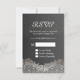 Elegant Black Silver Damask OSA kort