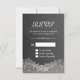 Elegant Black Silver Damask OSA kort