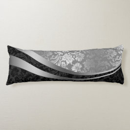 Elegant Black & Silver Damasks Dynamic Rand Kroppskudde