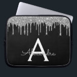 Elegant Black Silver Glitter Gnistra Monogram<br><div class="desc">Black and Silver Faux Dripping Modern och Elegant Girly Glitter och Gnistra Elegant Monogram Fodral. Fodral kan anpassas så att det omfattar ditt första och första namn.</div>