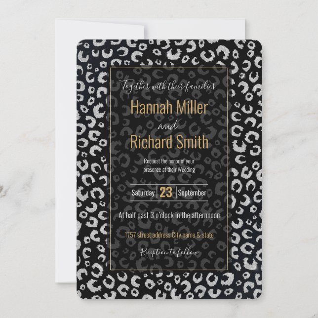 Elegant Black Silver Glitter Leopard Mönster (Framsida)