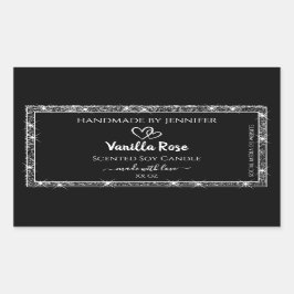Elegant Black Silver Glitter Stars produktetikette Rektangulärt Klistermärke