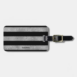 Elegant Black Silver Glitter stripe Bagagebricka