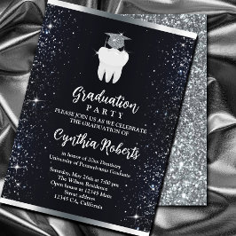 Elegant Black Silver Gnistra Dental Studenten Inbjudningar