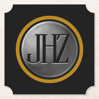 Elegant Black Silver Guld Monogram Underlägg