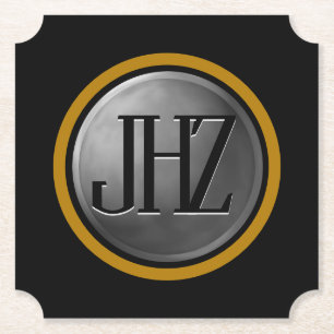 Elegant Black Silver Guld Monogram Underlägg Papper