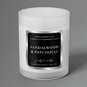 Elegant Black & Silver Modern Candle Burk-förpackn Fyrkantigt Klistermärke