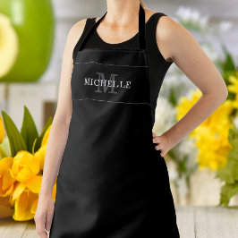 Elegant Black Silver Monogram Namn Personlig
