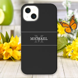 Elegant Black Silver Monogram Namn Personlig