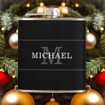 Elegant Black Silver Monogram Namn Personlig