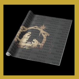 Elegant Black Silver Ntivity God jul Presentpapper