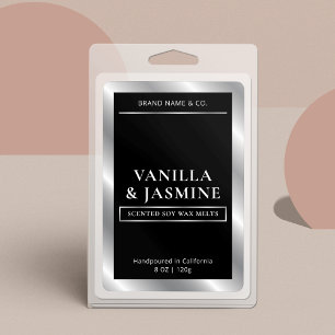 Elegant Black & Silver Packaging Vax Melts Label Mat Etikett