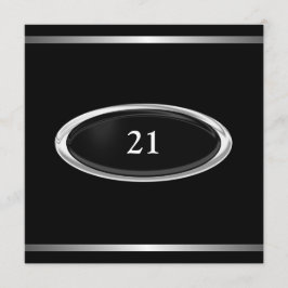 Elegant Black Silver Rand 21:a födelsedagskalan Inbjudningar