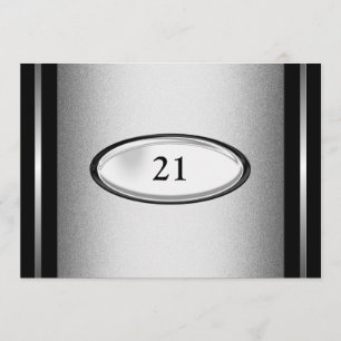 Elegant Black Silver Rand 21:a födelsedagskalan Inbjudningar