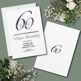 Elegant Black Silver Script 60th Birthday  Inbjudningar
