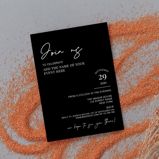 Elegant Black Simple Script Corporate Event Inbjudningar (Skapare uppladdad)