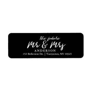 Elegant Black skrev Framtidens Mr och Mrs. Returadress Etikett
