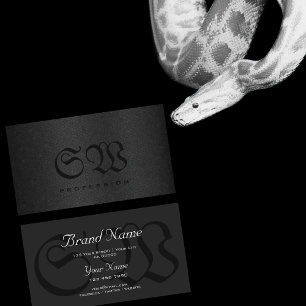 Elegant Black Snake Mönster Mörk Färg Monogram Visitkort