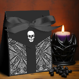 Elegant Black Snöre Gothic Skull Hallobröllop Presentaskar