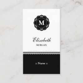 Elegant Black Snöre Monogram Visitkort