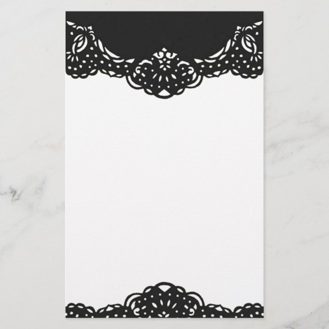 Elegant Black Snöre Ornate Brevpapper (Framsida)