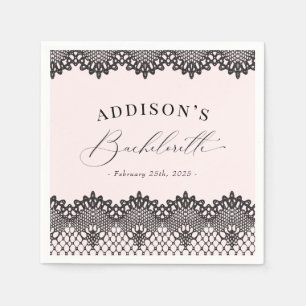 Elegant Black Snöre Rosa Bachelorette Party Pappersservett