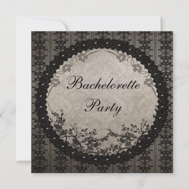 Elegant Black Snöre & Sequins Bachelorette Party Inbjudningar (Framsida)