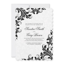 Elegant Black Snöre White Damask Bröllop